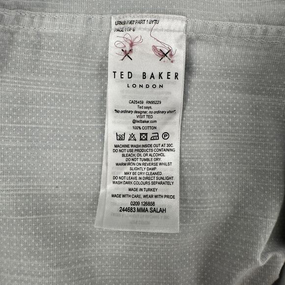 Ted Baker London Button Down Collared Men's Shirt Grey White Polka Dot 7 - Picture 8 of 8